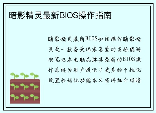 暗影精灵最新BIOS操作指南