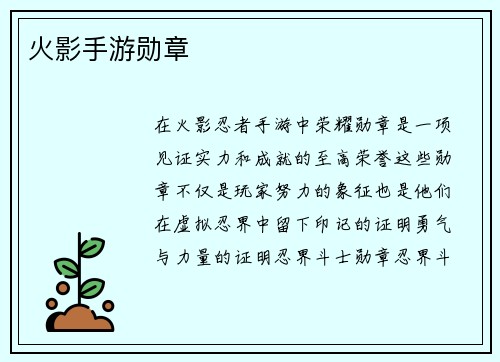 火影手游勋章